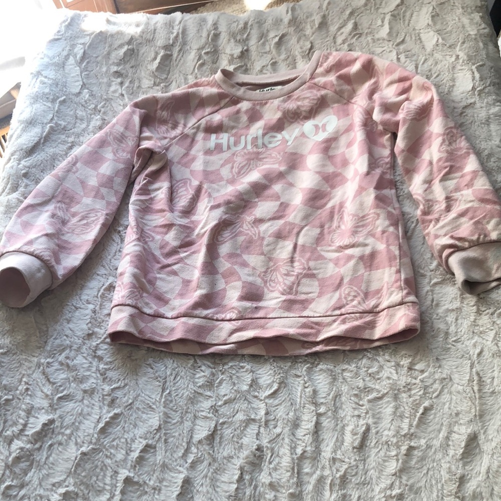 Hurley Pink and White Graphic Sweatshirt